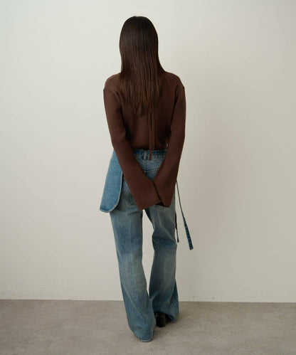 帶口袋喇叭牛仔褲