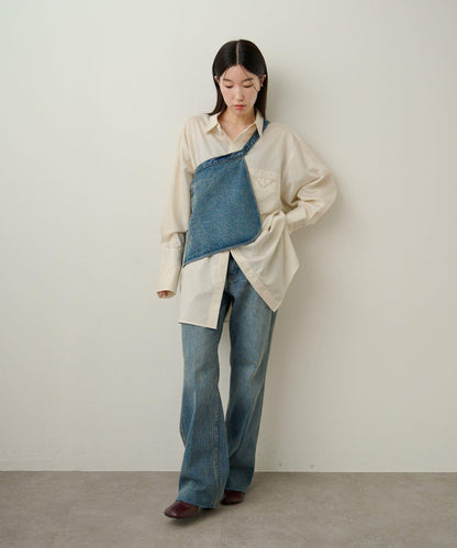 帶口袋喇叭牛仔褲