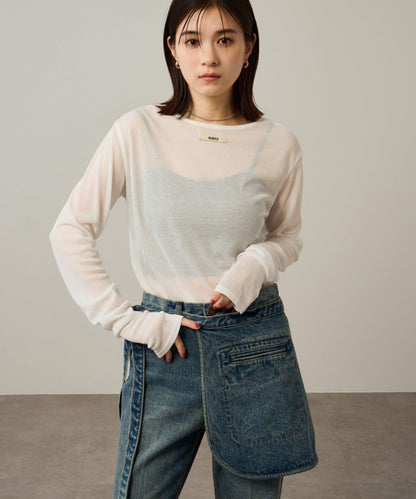 帶口袋喇叭牛仔褲