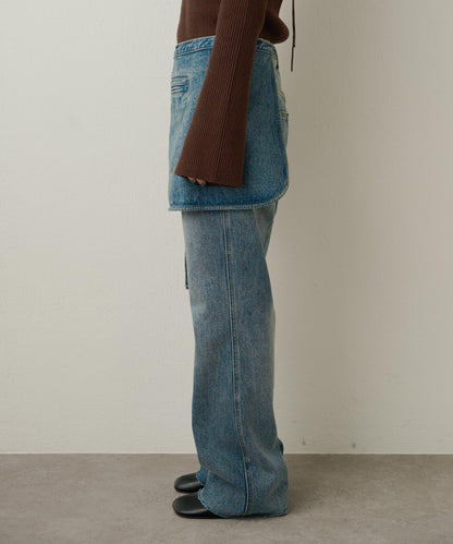 帶口袋喇叭牛仔褲