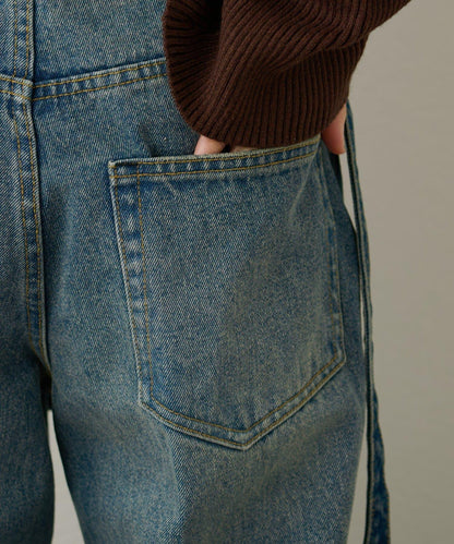 帶口袋喇叭牛仔褲