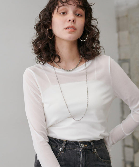 網紗薄紗套頭衫