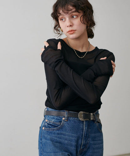 網紗薄紗套頭衫