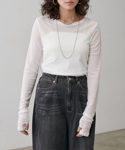 網紗薄紗套頭衫