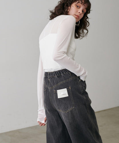 網紗薄紗套頭衫