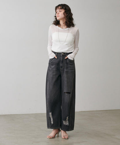 網紗薄紗套頭衫