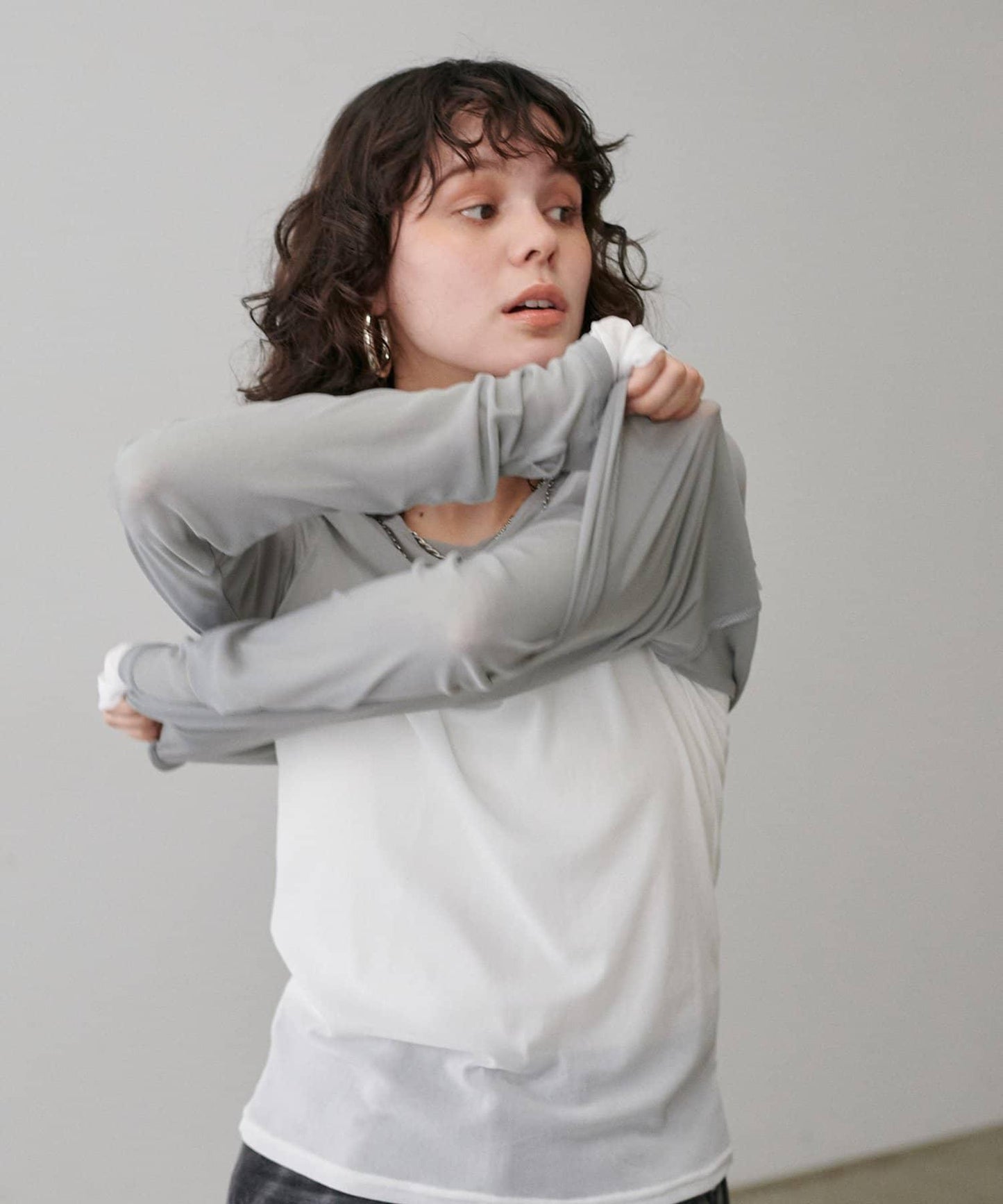 網紗薄紗套頭衫