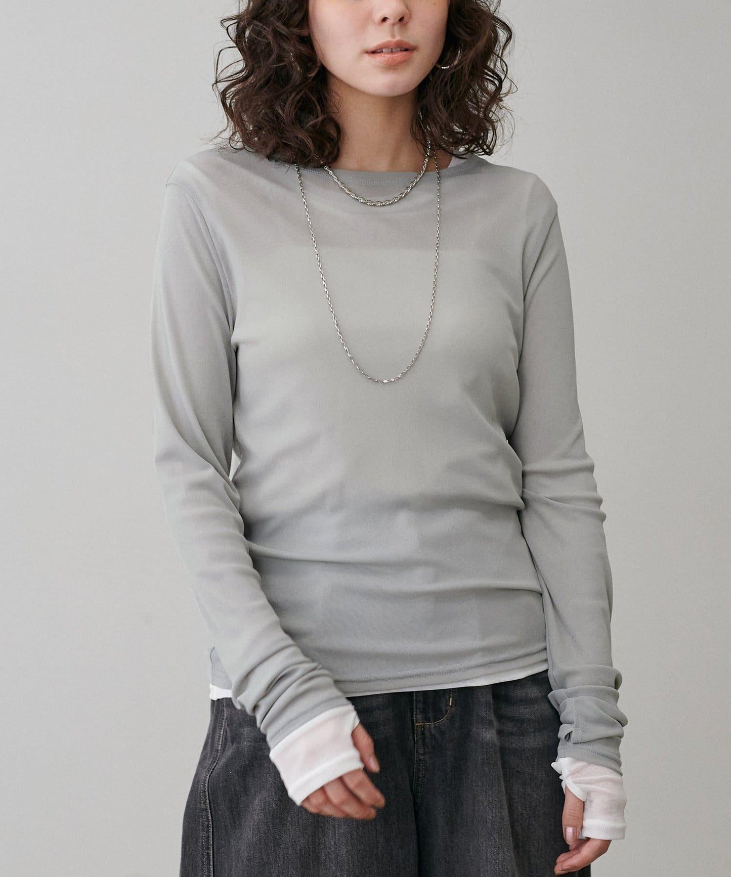 網紗薄紗套頭衫