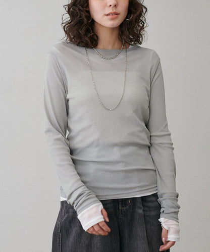 網紗薄紗套頭衫