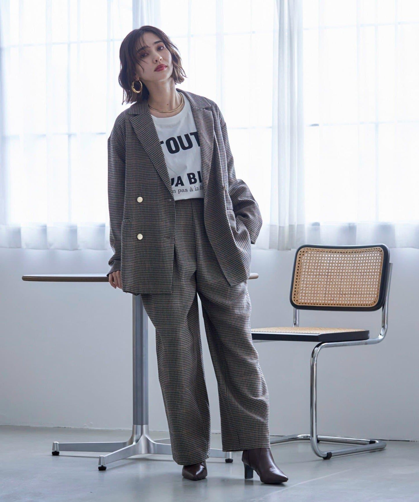 【SET UP對應】雙褶直筒褲