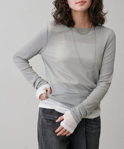 網紗薄紗套頭衫