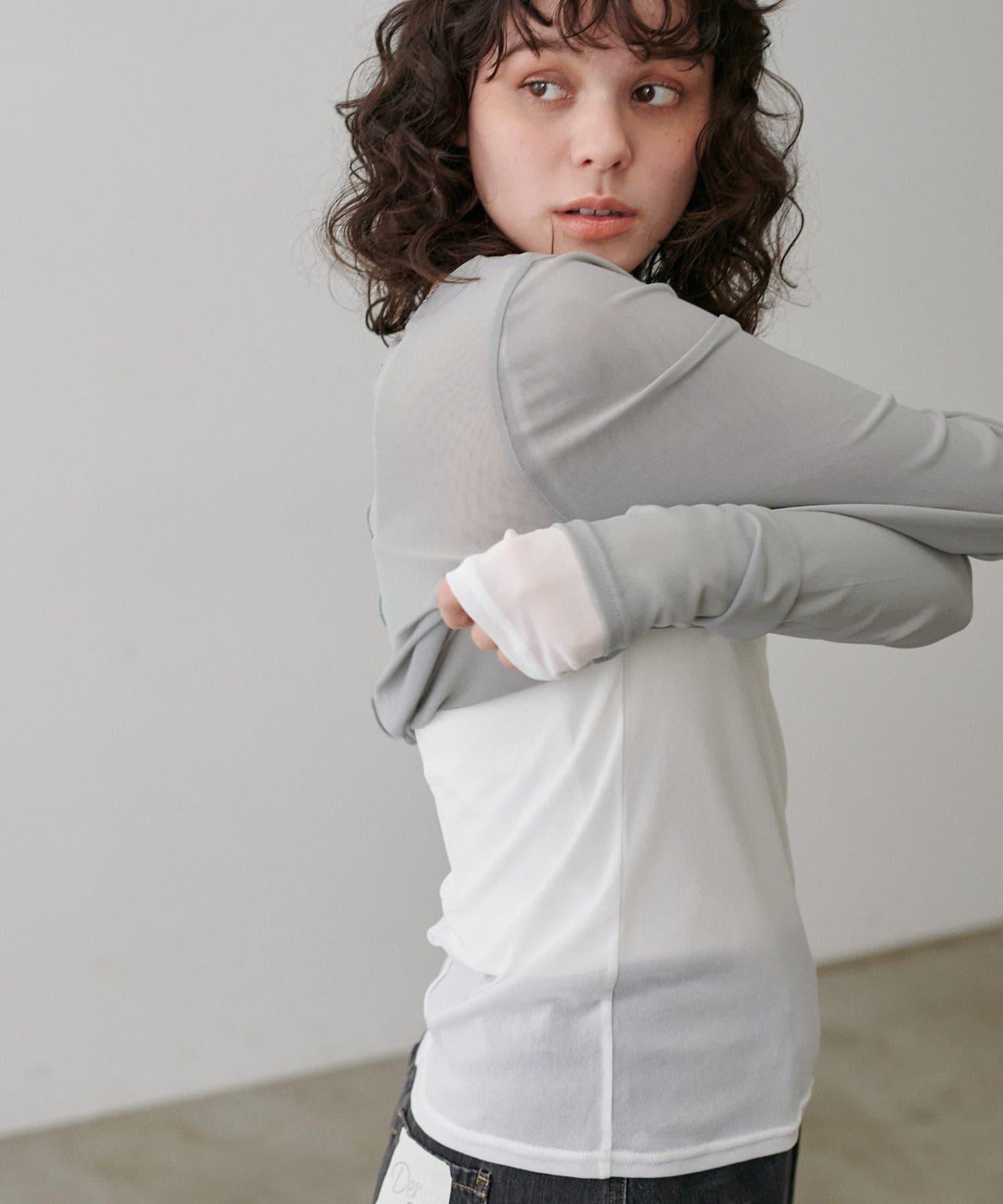 網紗薄紗套頭衫