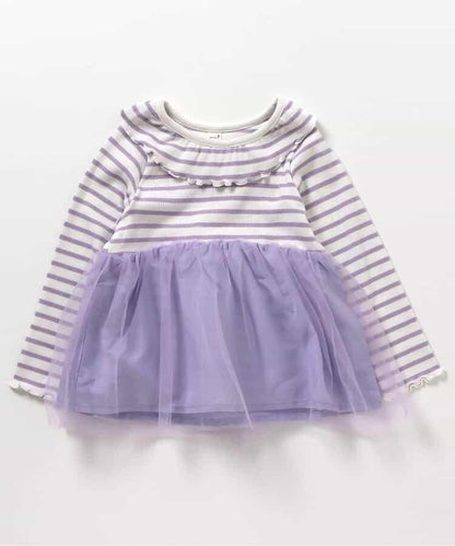 官網限定 領口荷葉邊網紗拼接上衣