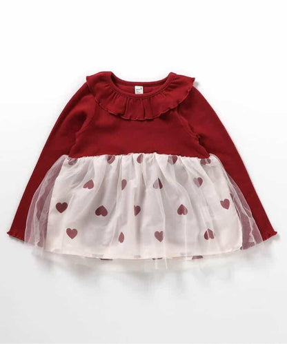 官網限定 領口荷葉邊網紗拼接上衣