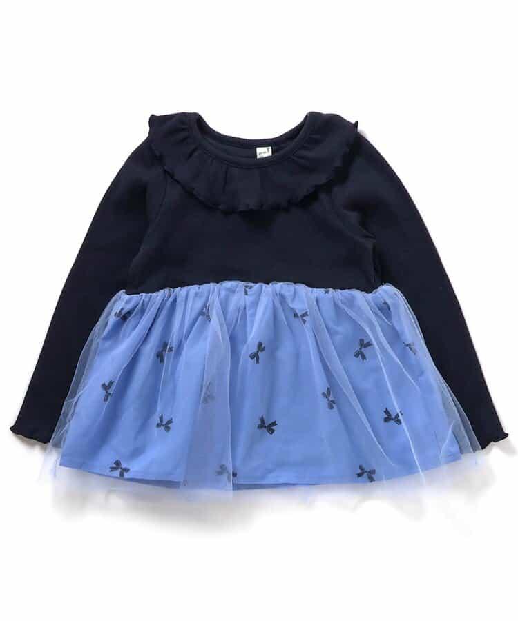 官網限定 領口荷葉邊網紗拼接上衣