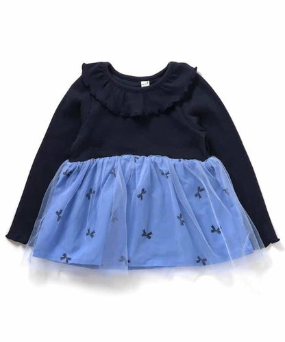 官網限定 領口荷葉邊網紗拼接上衣