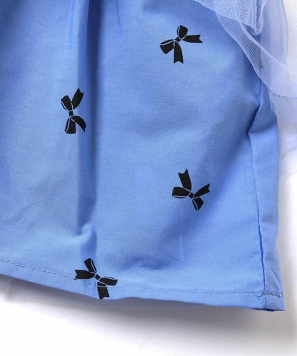 官網限定 領口荷葉邊網紗拼接上衣