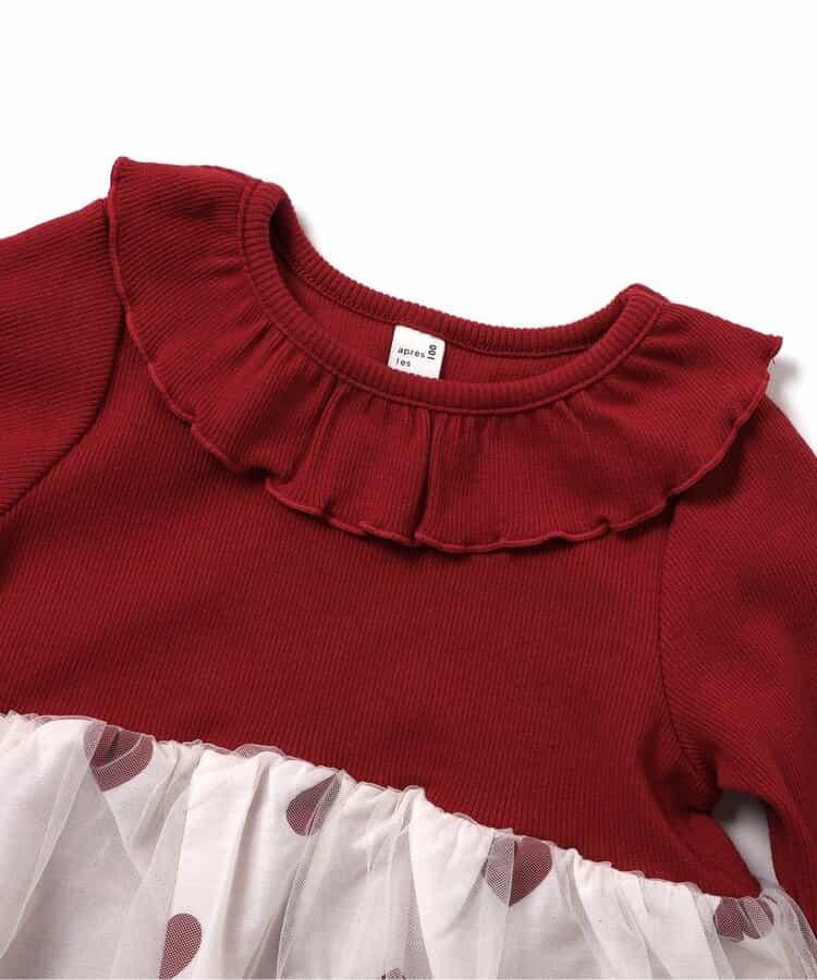 官網限定 領口荷葉邊網紗拼接上衣