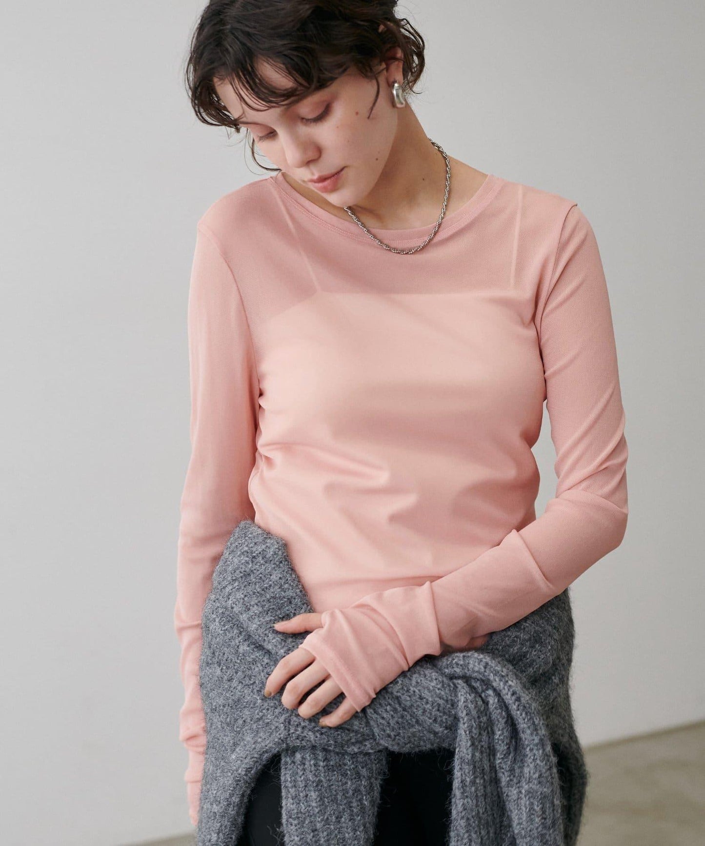 網紗薄紗套頭衫