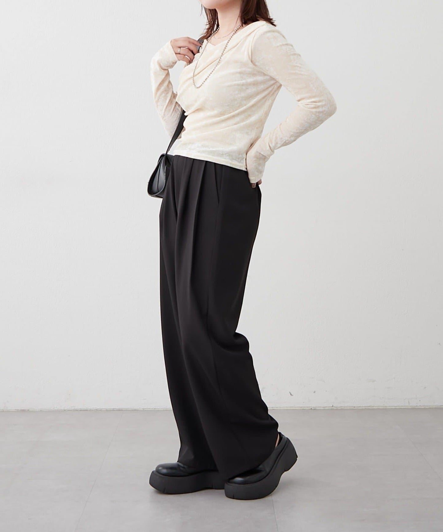 【SET UP對應】雙褶直筒褲