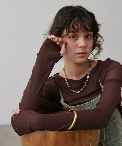 網紗薄紗套頭衫