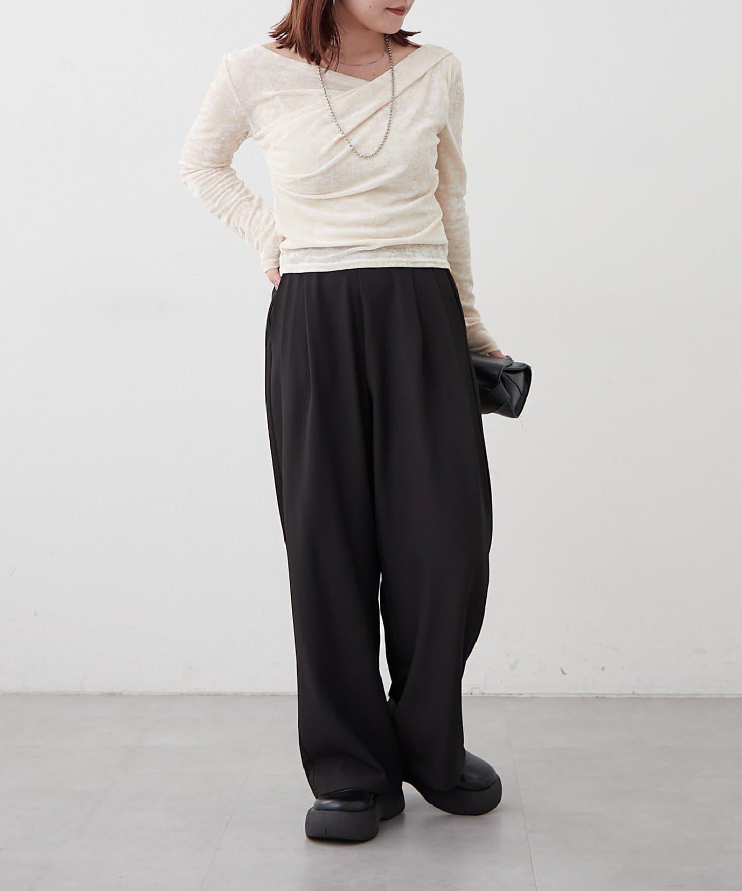 【SET UP對應】雙褶直筒褲