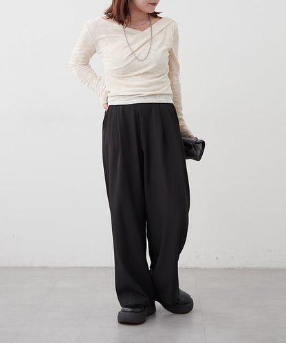 【SET UP對應】雙褶直筒褲