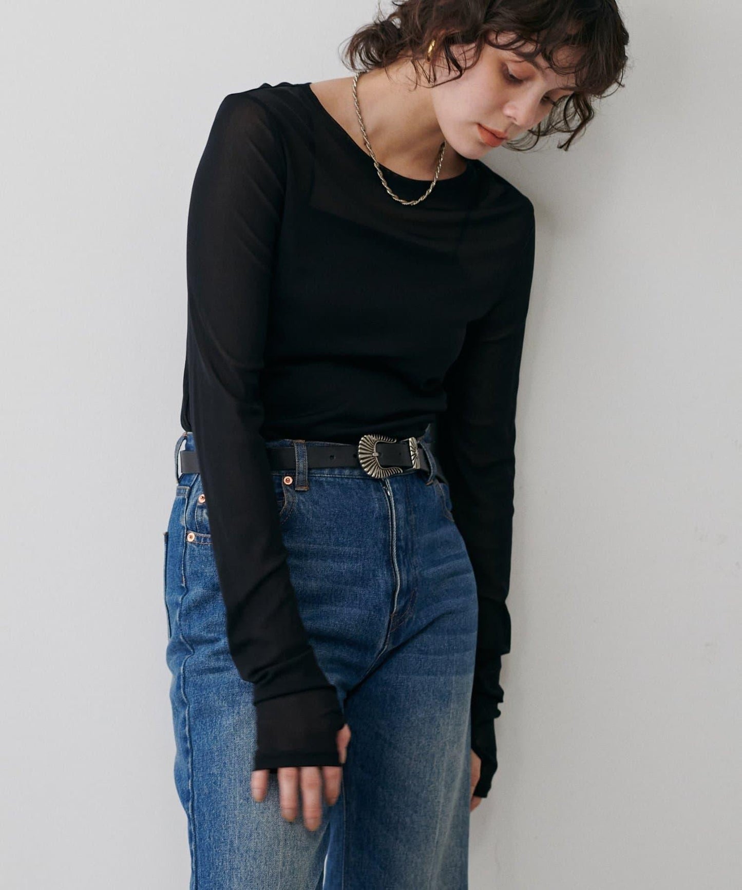 網紗薄紗套頭衫