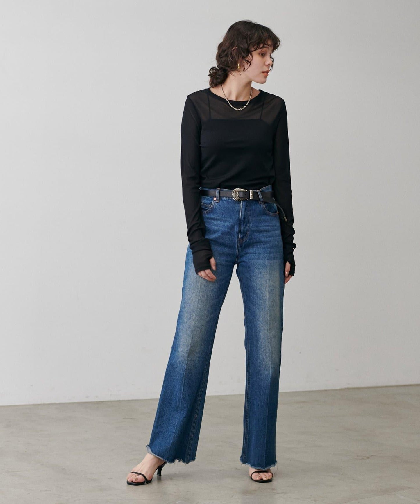 網紗薄紗套頭衫