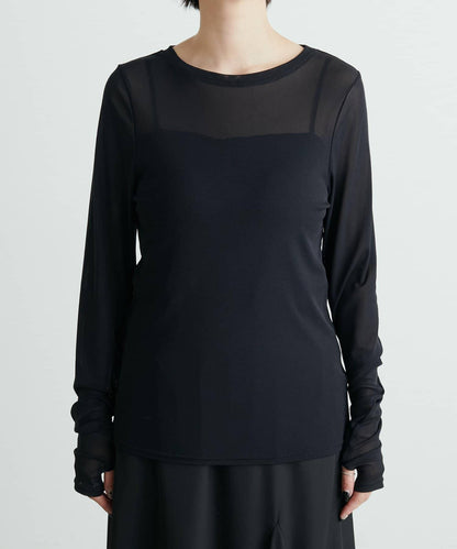 網紗薄紗套頭衫