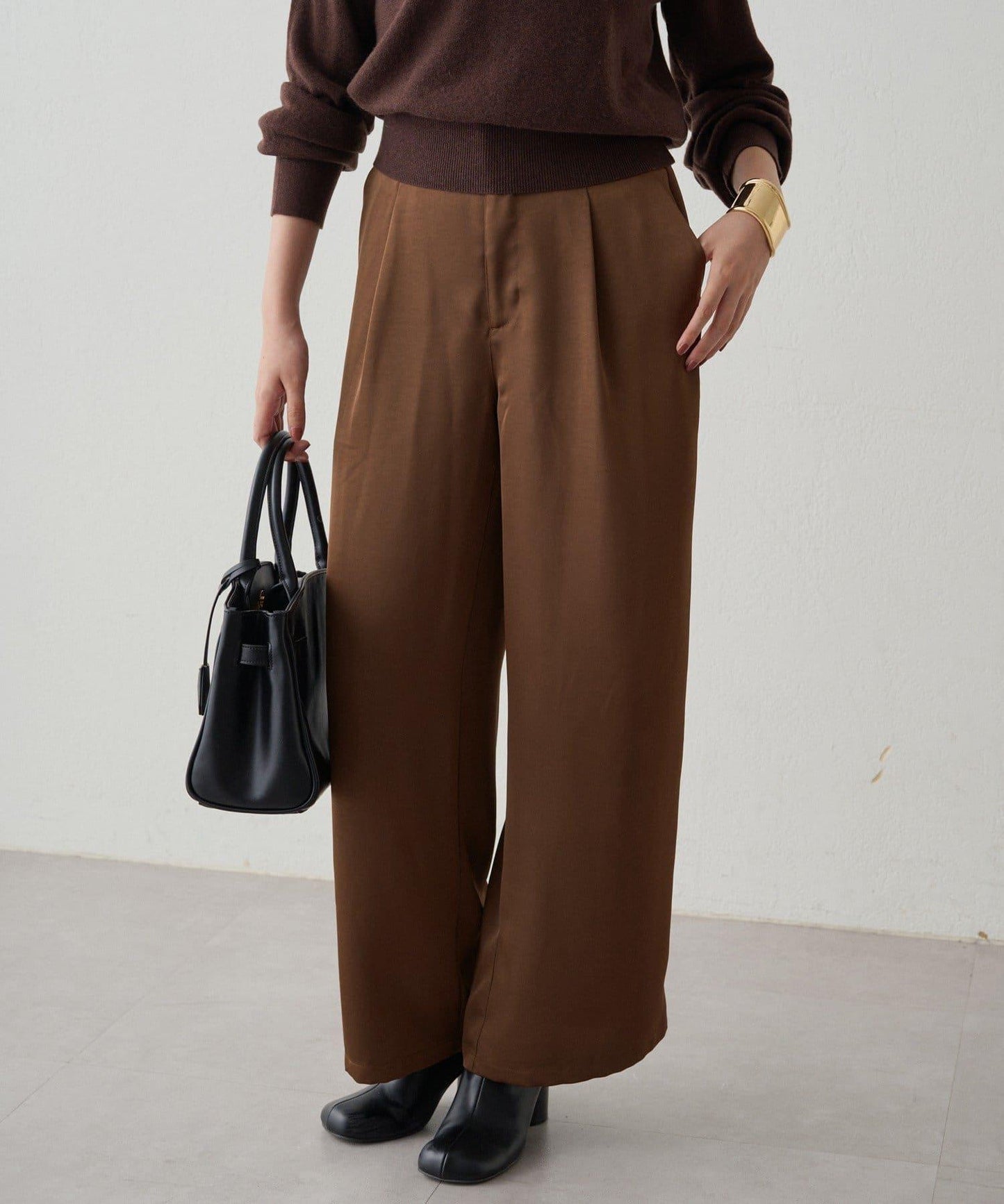 寬腰帶緞面長褲 2nd