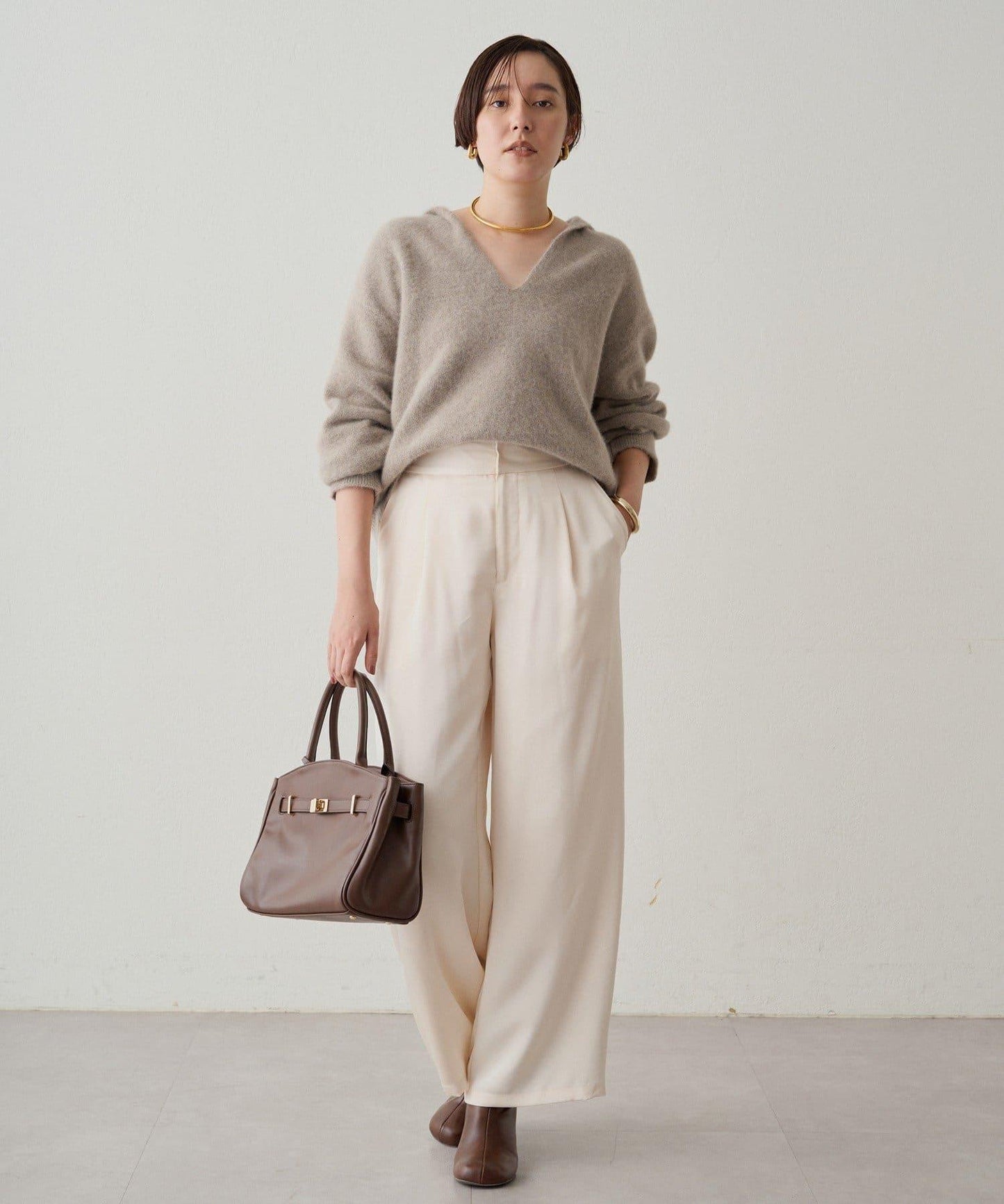 寬腰帶緞面長褲 2nd