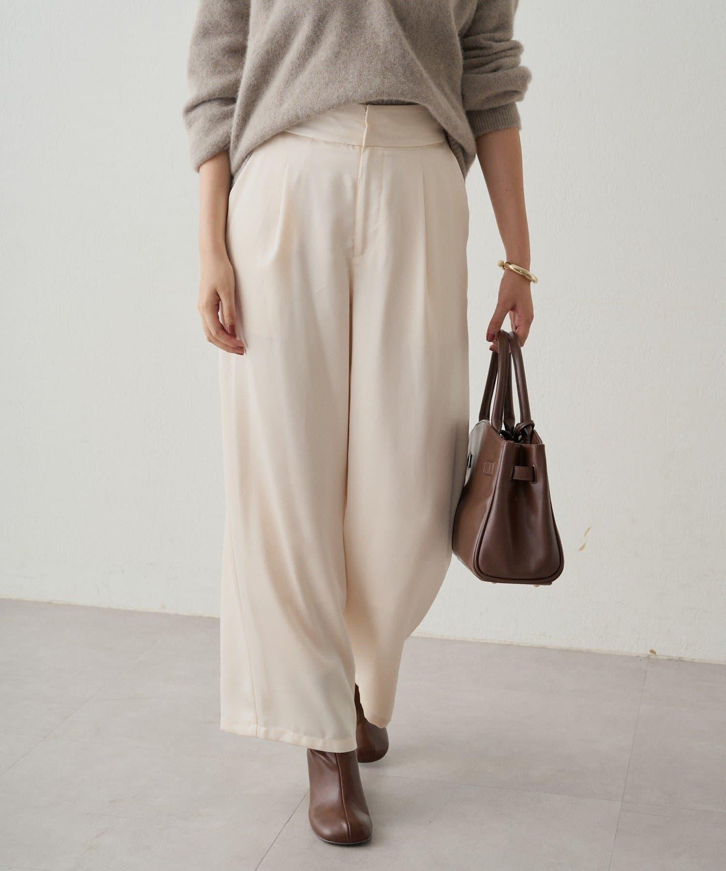 寬腰帶緞面長褲 2nd