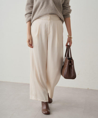 寬腰帶緞面長褲 2nd