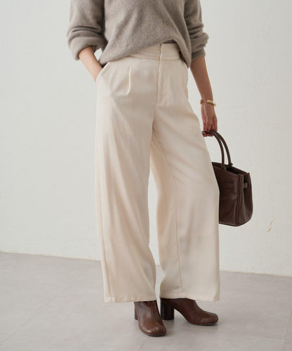 寬腰帶緞面長褲 2nd