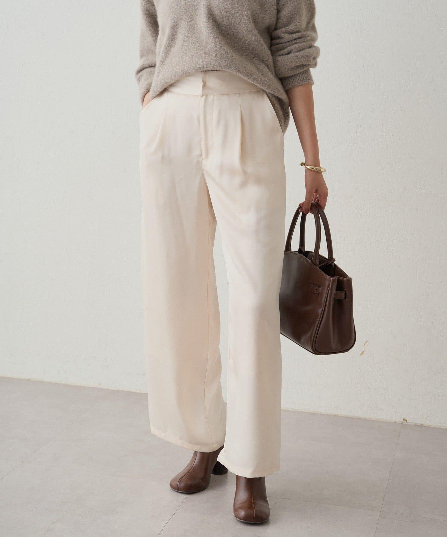 寬腰帶緞面長褲 2nd