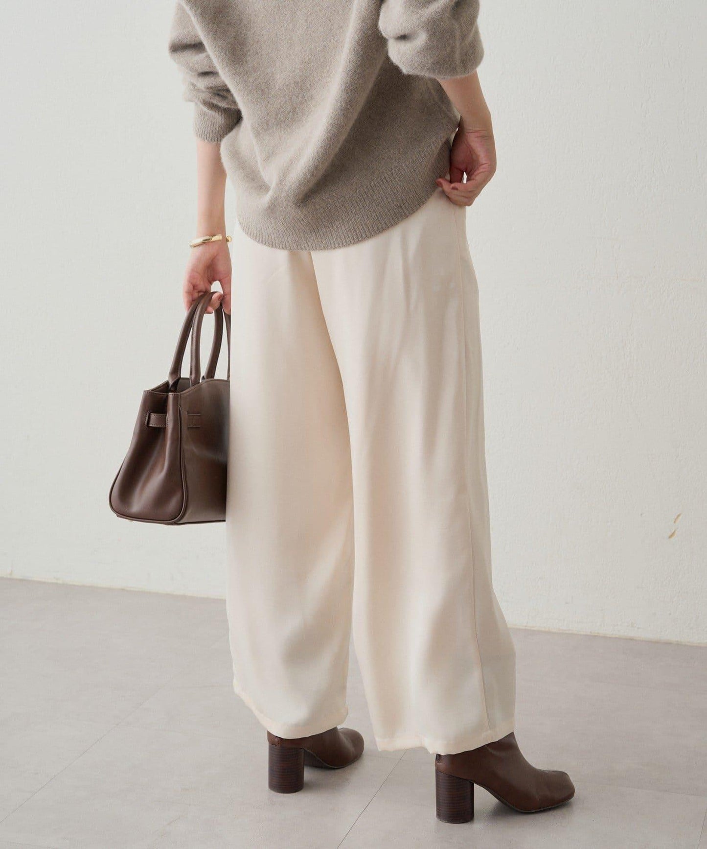 寬腰帶緞面長褲 2nd