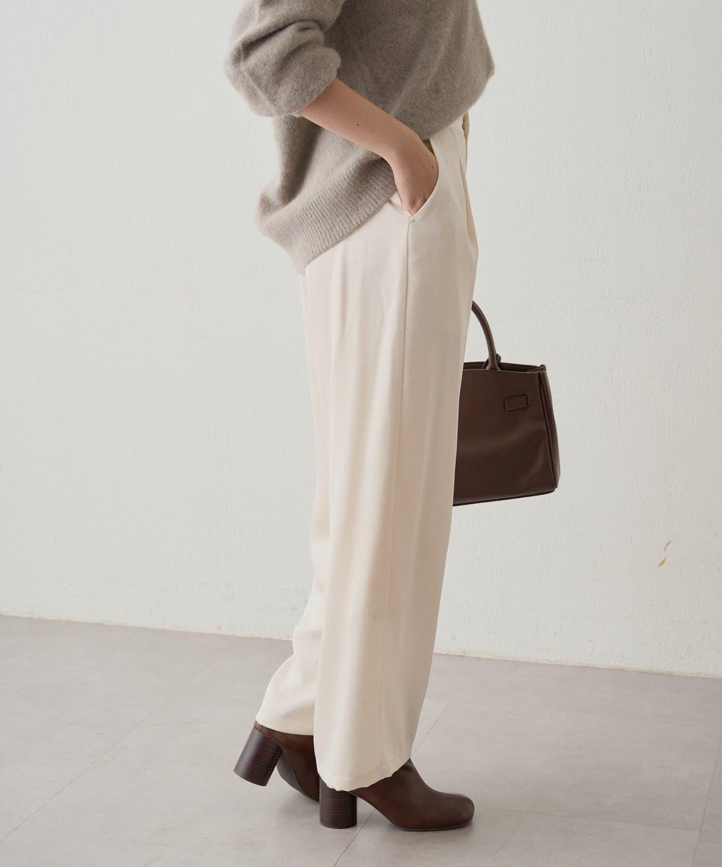 寬腰帶緞面長褲 2nd