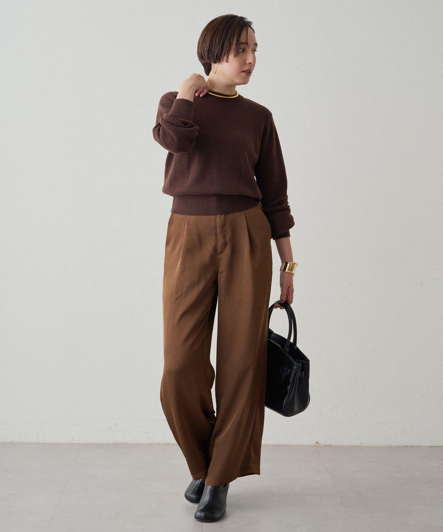 寬腰帶緞面長褲 2nd