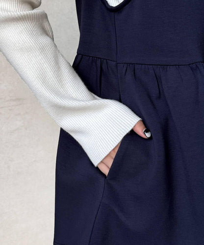 荷葉邊背心×針織套頭衫