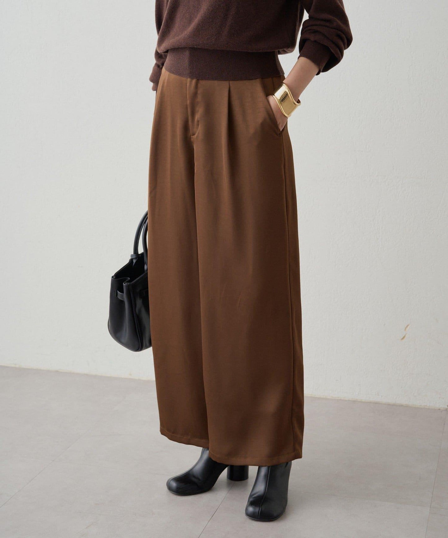 寬腰帶緞面長褲 2nd