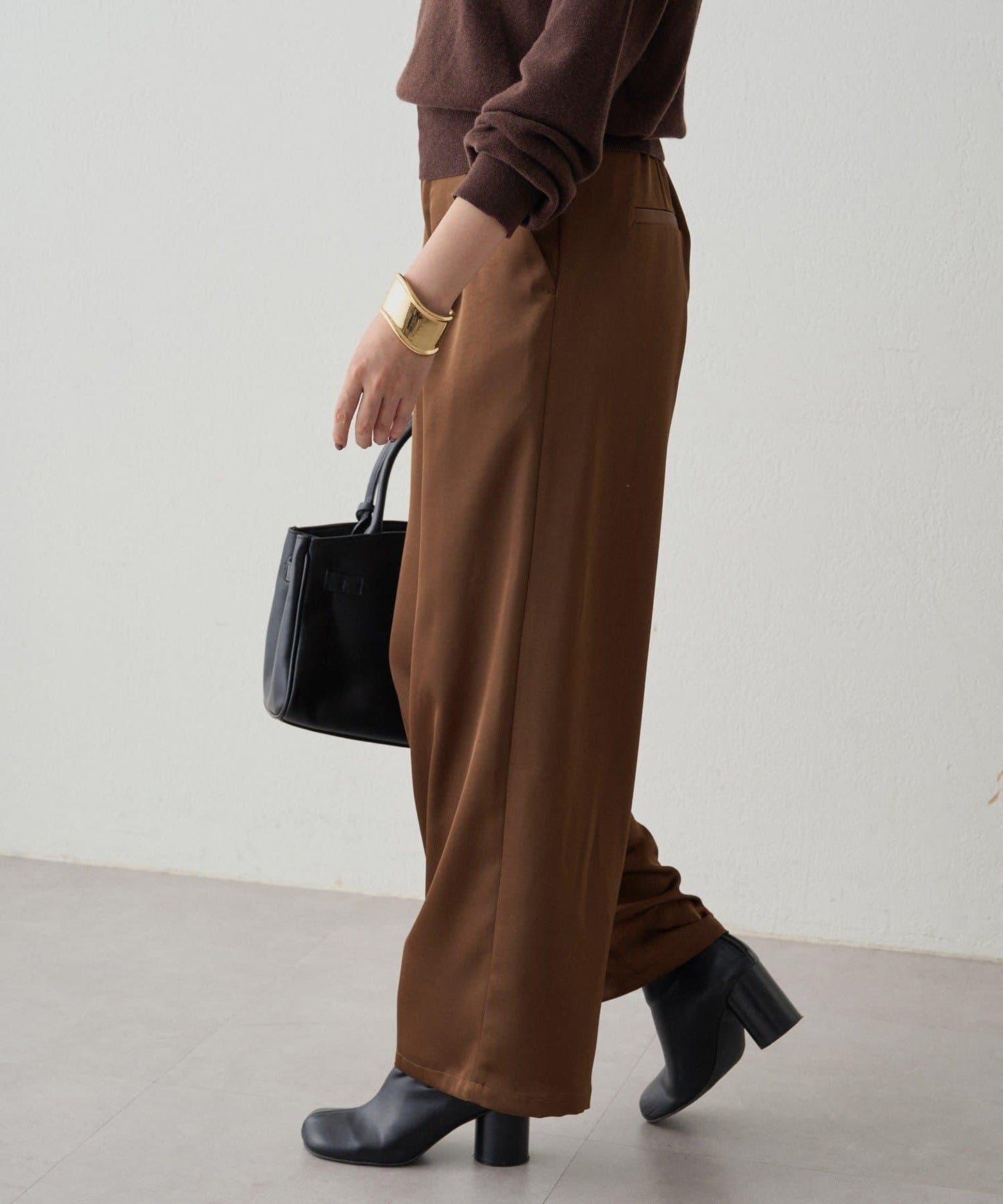 寬腰帶緞面長褲 2nd