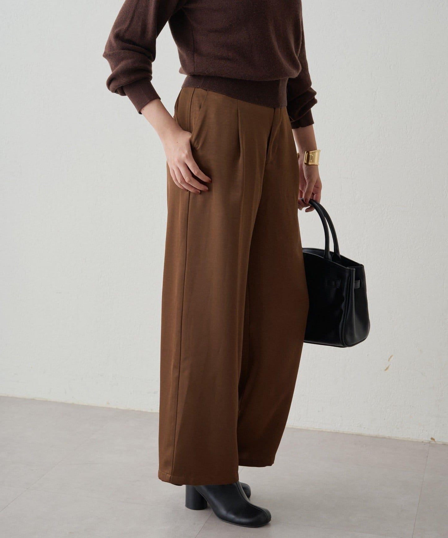 寬腰帶緞面長褲 2nd