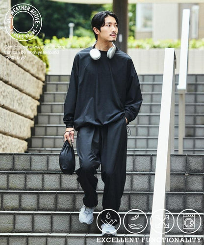 全氣候運動服/寬鬆版可收納套裝/圓領套頭衫/長褲