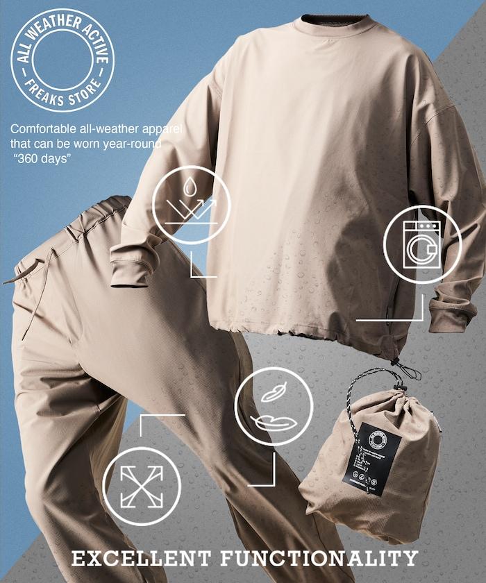 全氣候運動服/寬鬆版可收納套裝/圓領套頭衫/長褲