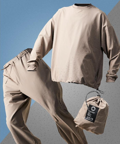 全氣候運動服/寬鬆版可收納套裝/圓領套頭衫/長褲