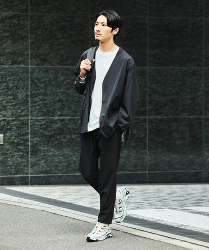 ALL WEATHER ACTIVE WEAR 全氣候活力服裝 舒適版型無領夾克套裝/寬鬆長褲