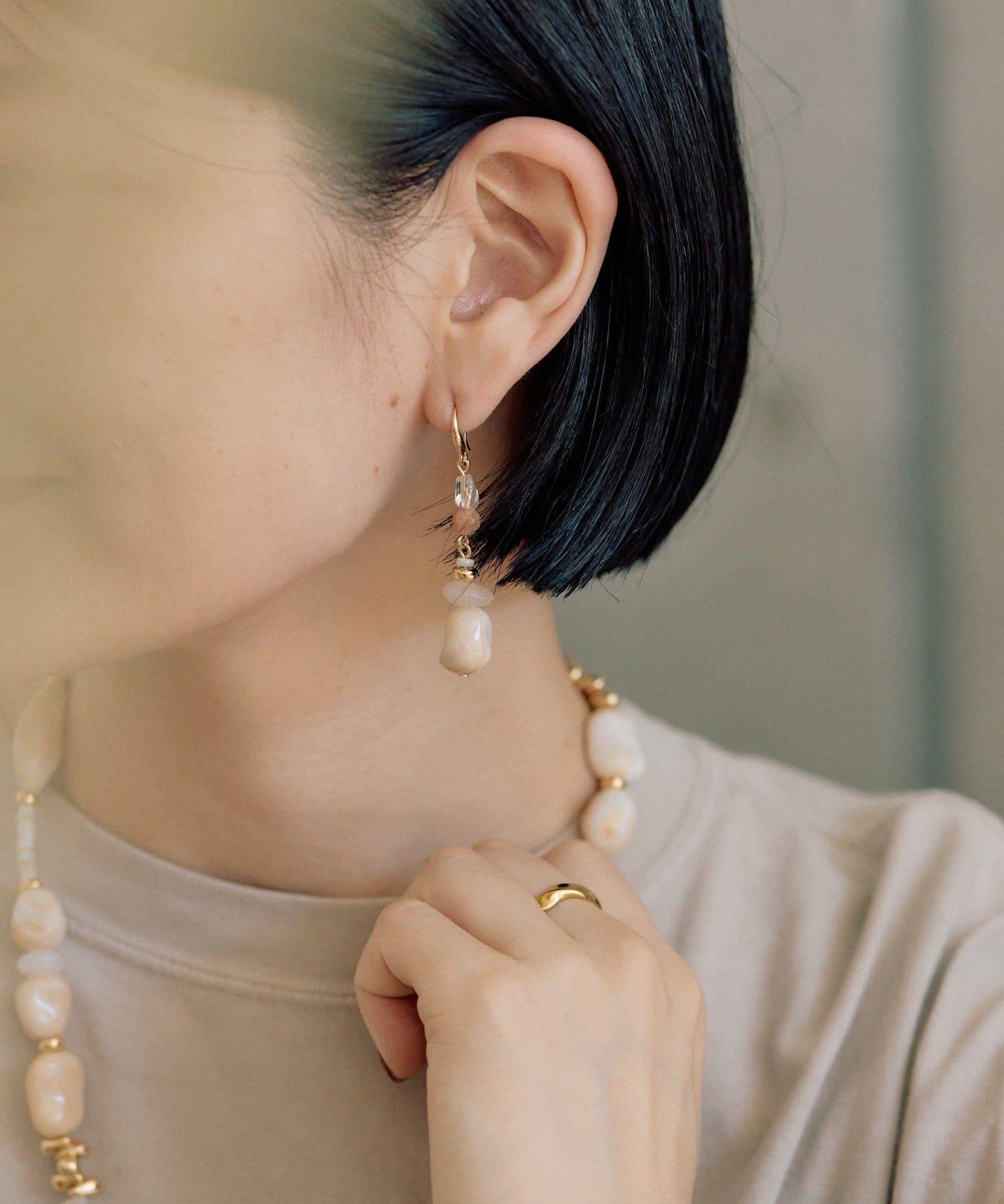 【ear PAPILLONNER】漸變大理石紋耳環