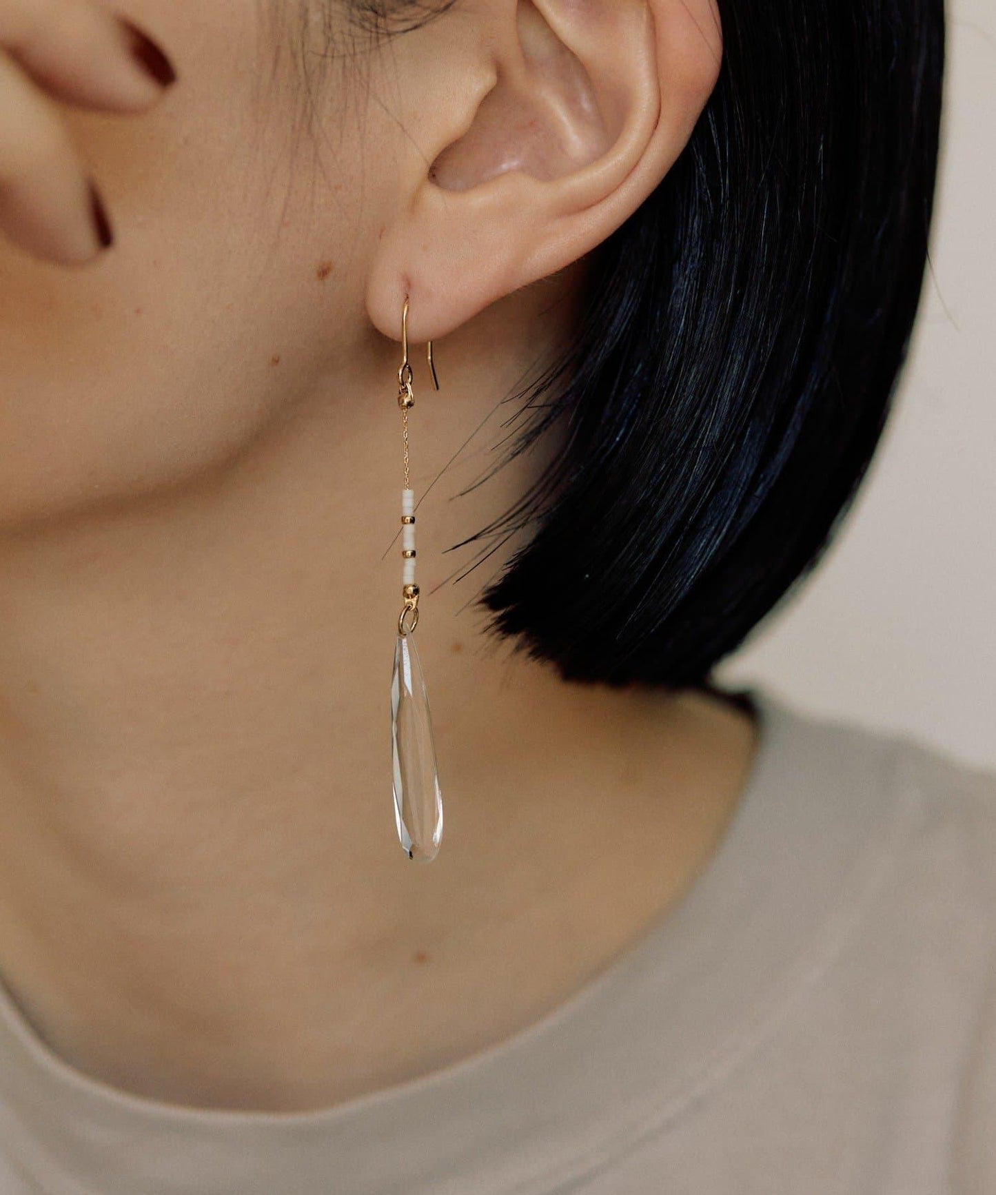 【ear PAPILLONNER】長款水晶耳環