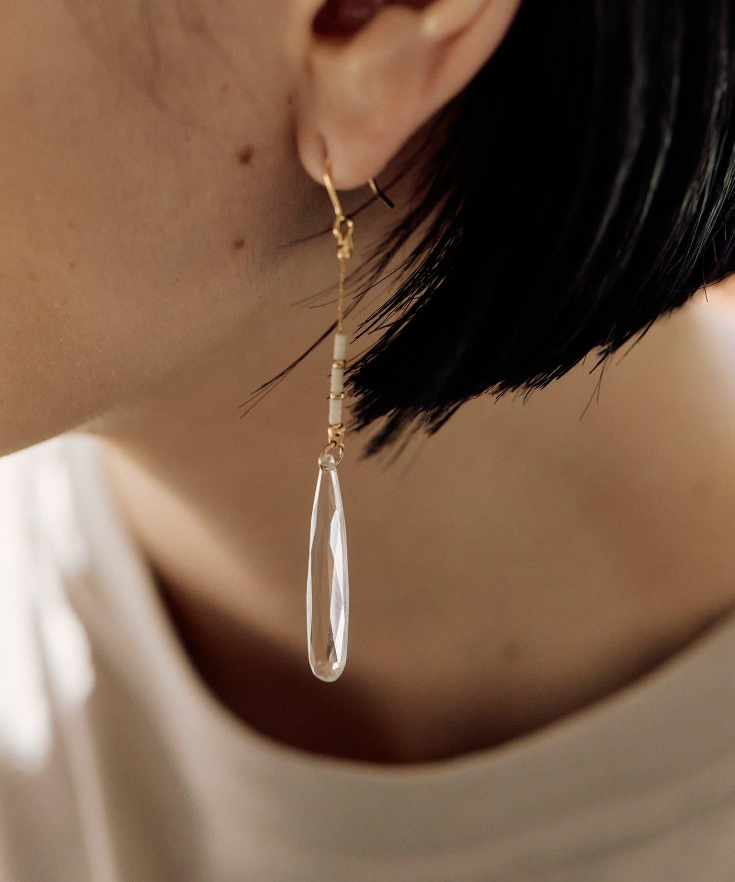 【ear PAPILLONNER】長款水晶耳環